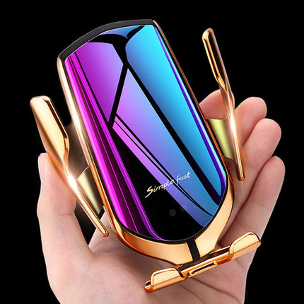 Wireless Car Phone Charger Holder with Automatic Clamping Arms, One Handed Use, Landscape and Portrait Viewing