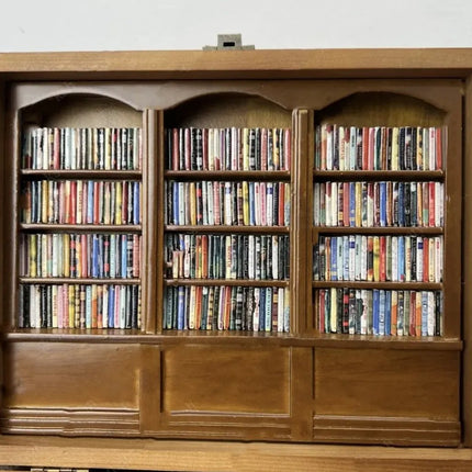 Miniature Bookshelf with About 200 Mini Books, Handmade Wooden Shelf Decor