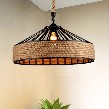 Hemp Rope Pendant Light with Adjustable Cord | Rustic Farmhouse Lamp for Cozy Ambience