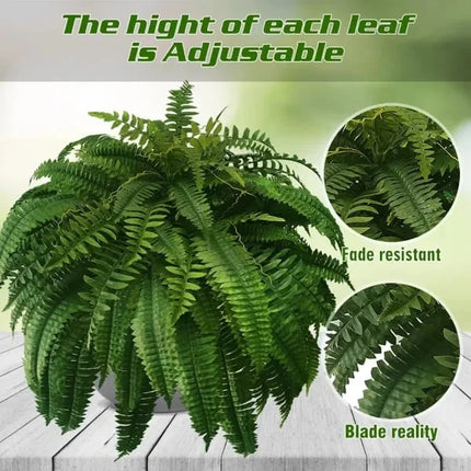 Artificial Boston Ferns Set of 18, Outdoor Artificial Plants – image 5