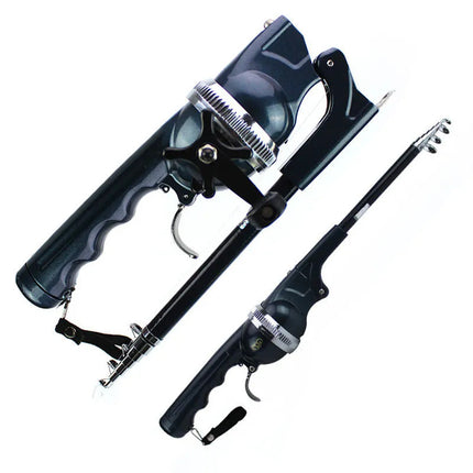 Telescopic Fishing Rod, Collapsible Travel Rod with One Hand Casting Grip for Lake, River, Canal, Dock and Boat Fishing