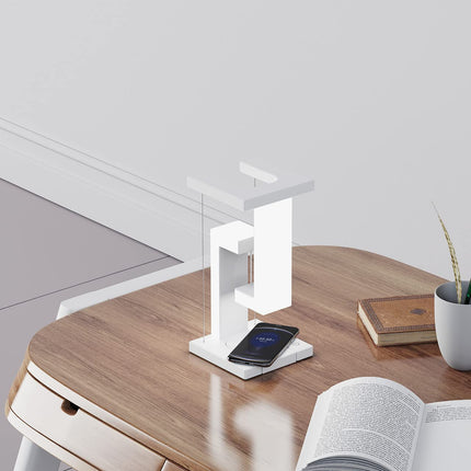 Levitating Desk Lamp with Wireless Phone Charging, Magnetic Floating LED Night Light with Adjustable Brightness