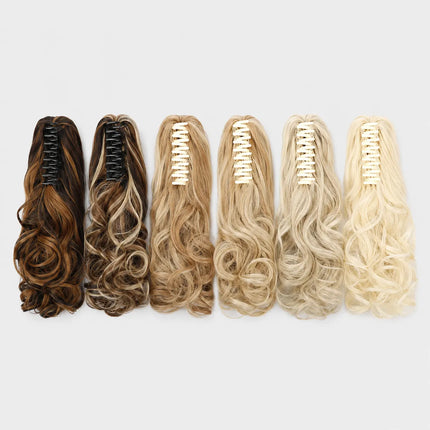Curly Hair Bun Extension, Clip In Messy Bun Hair Piece with Loose Curls, 12 Colors, for Updos and Volume