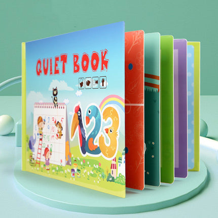 Montessori Quiet Book for Kids, Interactive Busy Book with Puzzles, Matching Games and Literacy Pages