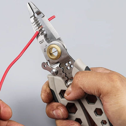 Wire Stripper Tool with Adjustable Tension, Strip Cut and Crimp Hand Tool with Ergonomic Grip for Electrical Wiring Jobs
