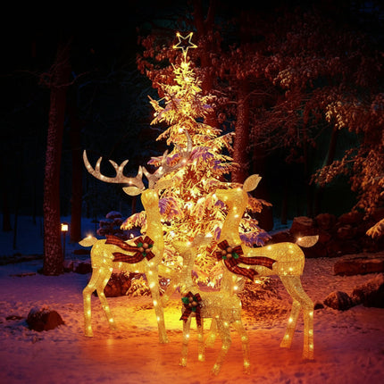 LED Reindeer Garden Set for Outdoor Christmas Decorations | Warm White Light with Multiple Modes for Festive Displays