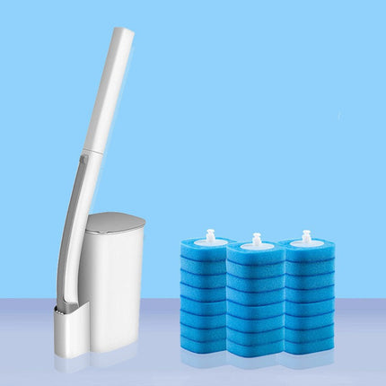 Disposable Toilet Brush with 24 Replacement Heads, Long Handle Water Soluble Cleaning Brush for Bathrooms