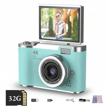 4K Digital Camera with Flip Screen & 8X Zoom | 48MP Compact Camera for Easy Selfies and Smooth Video