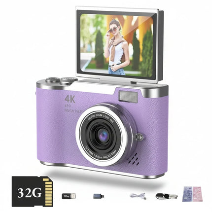 4K Digital Camera with Flip Screen & 8X Zoom | 48MP Compact Camera for Easy Selfies and Smooth Video