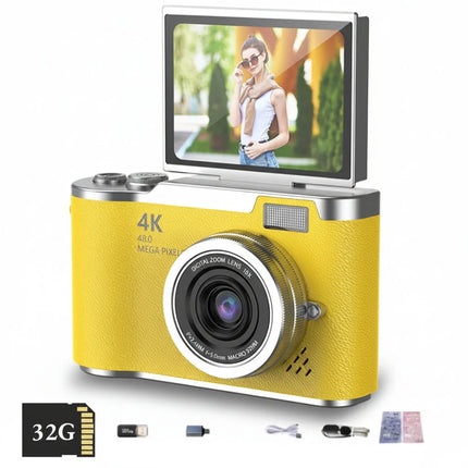4K Digital Camera with Flip Screen & 8X Zoom | 48MP Compact Camera for Easy Selfies and Smooth Video