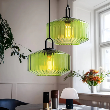 Retro Glass Pendant Light with Hand-Blown Design | Warm Ambient Lighting for Stylish Home Decor