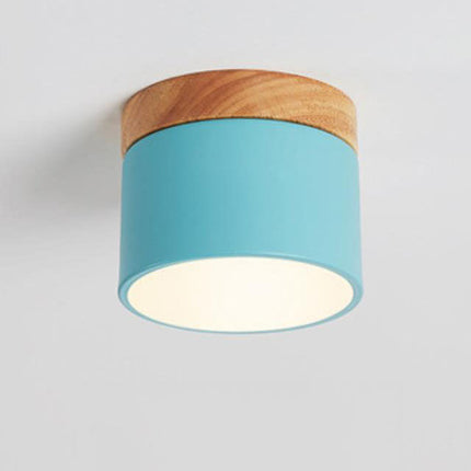 Scandinavian Ceiling Light with 3-Color LED & Wooden Accent | Minimalist Flush Mount for Ambient Illumination