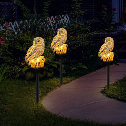 Solar Garden Light Owl Stake Lamp with Warm LED Glow | Automatic Dusk-to-Dawn Illumination for Outdoor Pathways