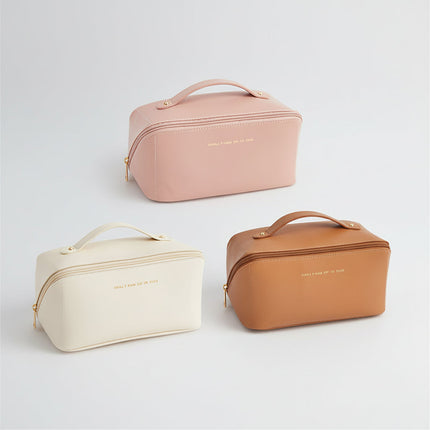 Travel Makeup Bag with Large Capacity & Wide Opening | Organized Storage for Cosmetics and Toiletries