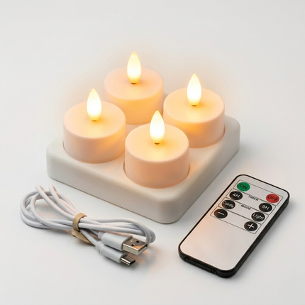 Flameless LED Candle Set with Remote Timer | USB Rechargeable for Safe Home Ambiance