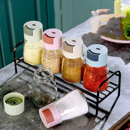 Seasoning Dispenser Jars, Airtight Spice Shakers with Measuring Twist Cap for Salt and Sugar, Set of 4