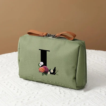 Elegant Makeup Bag Travel Organizer with Letter Design | Chic Cosmetic Case for Beauty Essentials