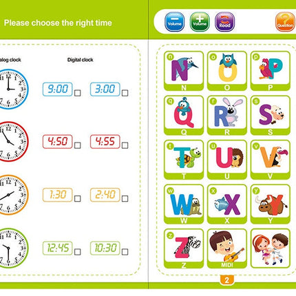Kids Interactive Learning Book with Sounds, Alphabet, Number and Shape Activity Book with Erasable Write and Wipe Pages for Preschool