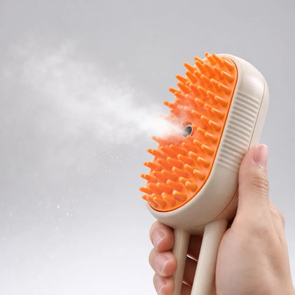 Pet Grooming Steam Brush with Adjustable Heat, 3-in-1 Warm Mist Brush for Cats and Dogs to Clean and De-Shed
