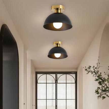 Modern Semi-Flush Ceiling Lamp with Matte Metal Finish | Compact Design for Hallways and Bedrooms