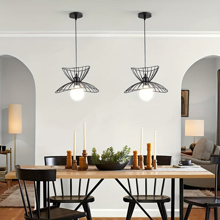 Retro Black Pendant Light with Adjustable Height | Industrial Chic Fixture for Warm Ambient Lighting
