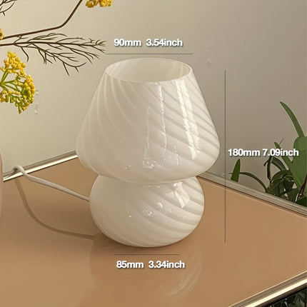 Murano-Style Glass Mushroom Lamp with USB Power & Stepless Dimming | Elegant Ambient Light for Home Decor