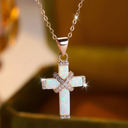 Rose Gold Cross Necklace with Rhinestone Accents | Boho Jewelry for Everyday Wear and Gift Giving