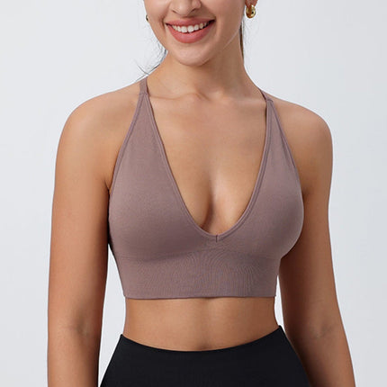 Womens Sports Bra with Padded Support & V Neck Design | Comfortable Workout Top for Yoga and Gym Activities