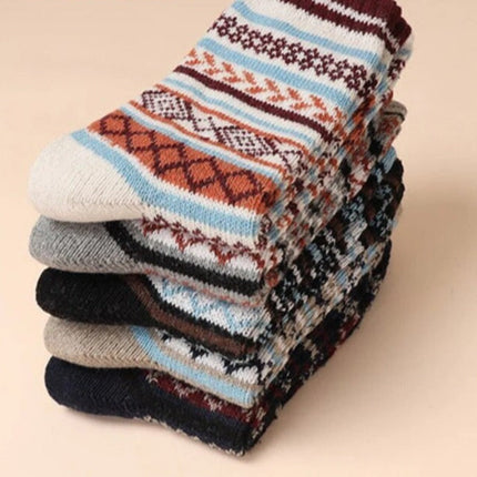 Wool Socks Unisex, Moisture Wicking Socks with Colorful Nordic Pattern and Thermal Wool Blend – image 4