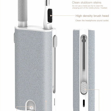 5 in 1 Device Cleaning Kit with Microfiber Cloth, Brush, Metal Pen Tip and Flocking Sponge for Phones, Earbuds and Laptops