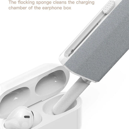 5 in 1 Device Cleaning Kit with Microfiber Cloth, Brush, Metal Pen Tip and Flocking Sponge for Phones, Earbuds and Laptops