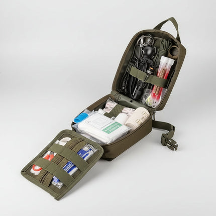 Compact Survival Backpack with First Aid Gear & Tools | Durable Nylon Outdoor Kit for Hiking and Emergency Preparedness