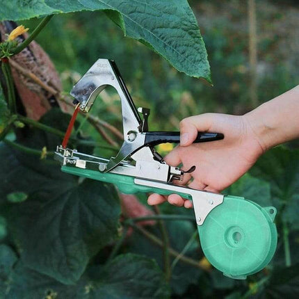 Plant Tying Machine for Garden Plants and Stems, Squeeze Action Tool with Tape and Staples, Ties Plants 5 Times Faster