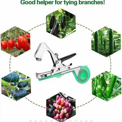 Plant Tying Machine for Garden Plants and Stems, Squeeze Action Tool with Tape and Staples, Ties Plants 5 Times Faster
