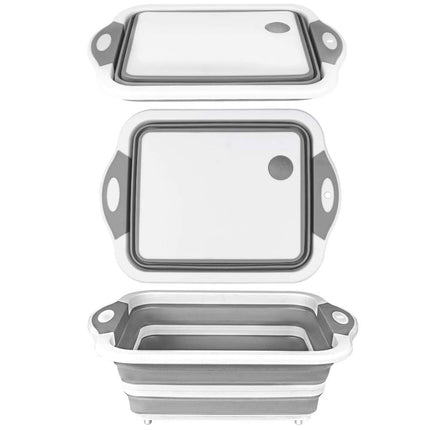 Cutting Board with Built-In Strainer and Drain Plug, Multi-Function Chopping Board for Washing and Draining Food