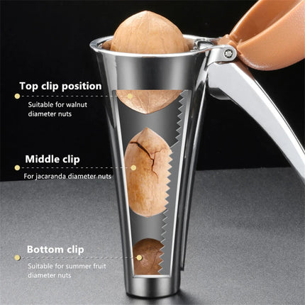 Heavy Duty Lever Nutcracker with Adjustable Grooves, Ergonomic Grip Nut Cracker Tool for Walnuts and Pecans