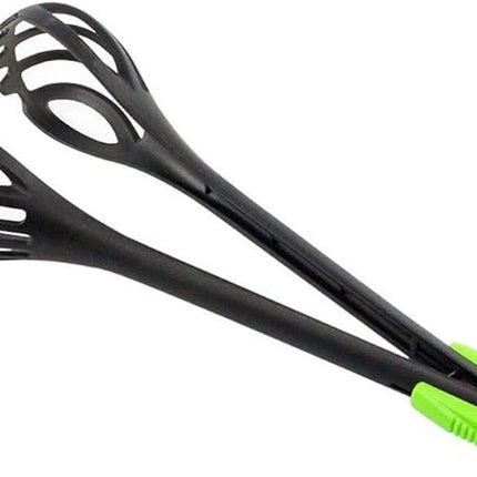 3-in-1 Kitchen Whisk Tongs, Slotted Whisk, Food Tongs and Strainer in One Utensil for Eggs, Pasta and Salads, Black