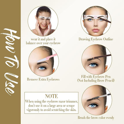 Eyebrow Stencils with Elastic Strap, Brow Shaping Kit for Makeup