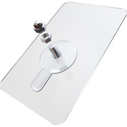 Adhesive Wall Hooks Set with Threaded Bolt and Nut, No Drill Mounting for Shelves on Glass, Mirrors and Smooth Walls (Set of 10)