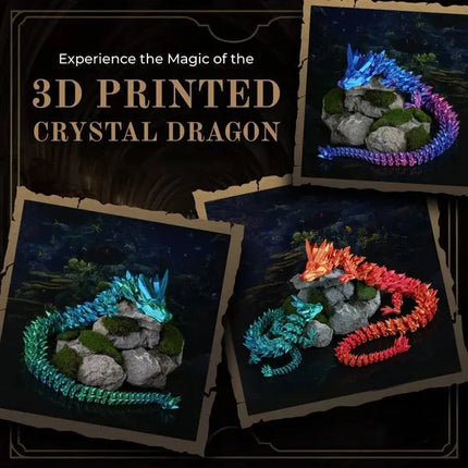 3D Printed Dragon, Articulated Crystal Dragon in Dragon Egg