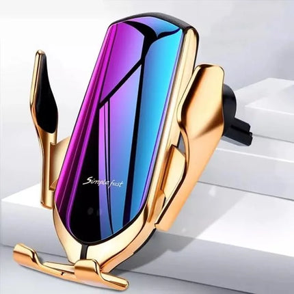 Wireless Car Phone Charger Holder with Automatic Clamping Arms, One Handed Use, Landscape and Portrait Viewing