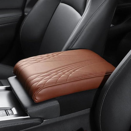 Car Armrest Cushion with Soft Memory Foam and Leather Finish, Center Console Cover Pad, Fits Most Vehicles, 4 Colors