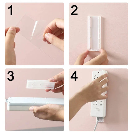 Self-Adhesive Socket Holders Set with Durable Design | Organize Cables for Neat Spaces