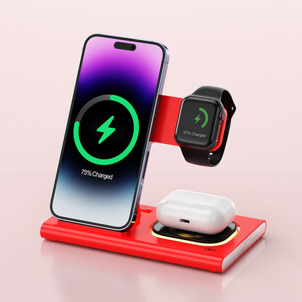 Wireless Charger Station with Smart LED Indicator and Fast Charging, Dock for Phone, Watch and Earbuds, 7 Colours