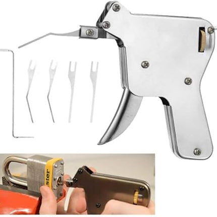 Lock Pick Gun, Manual Pin Tumbler Picking Tool with Ergonomic Grip, for Padlocks and Door Locks You Own