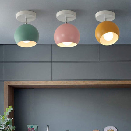 Nordic Macaron Ceiling Light in Pastel Colors | Compact Aluminium Flush Mount for Modern Interiors