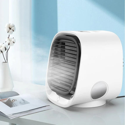 Mini USB Air Cooler Humidifier with LED Light | Compact 2-in-1 Device for Desk Comfort and Moisture
