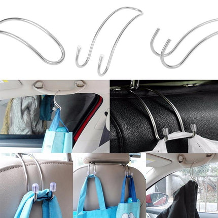 Car Headrest Hooks for Handbags, Coats and Shopping Bags, Backseat Hangers That Free Up Seat Space and Legroom