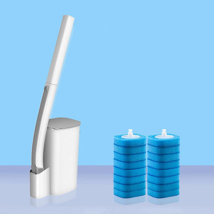 Disposable Toilet Brush with 24 Replacement Heads, Long Handle Water Soluble Cleaning Brush for Bathrooms