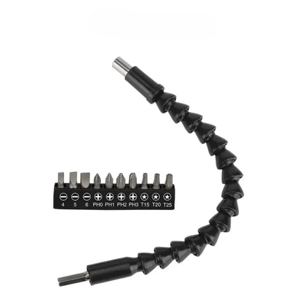 Drill Bit Extension Attachment with 360 Degree Rotation and Screwdriver Bit Set, Flexible Shaft for Cabinet Backs and Tight Spaces